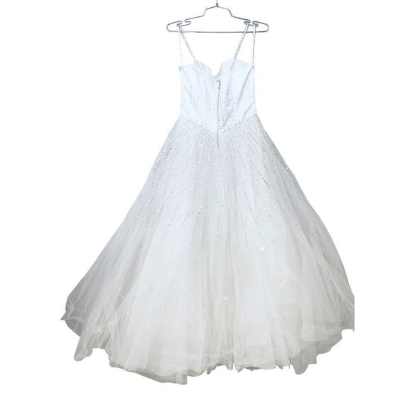 Mori Lee PURE WHITE Wedding Gown 7/8 Princess Tulle Sequins Make Baby Girl Dress - Picture 7 of 10